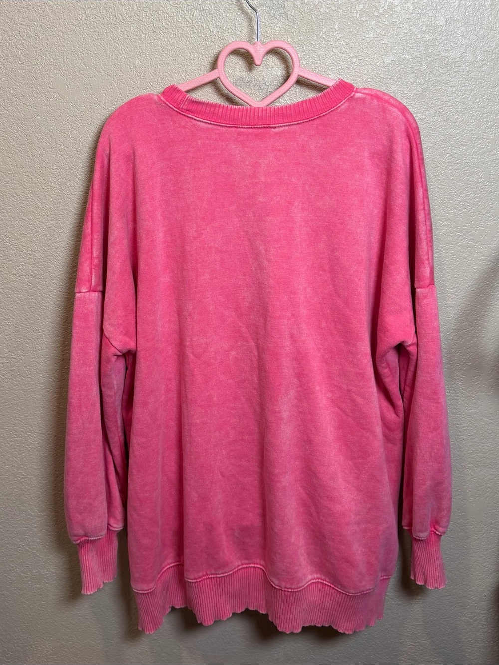 Zenana Outfitters Hot Pink Crewneck Oversized Pullover - Picture 2 of 5